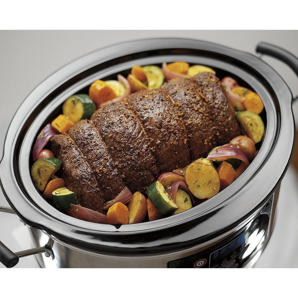 Hamilton Beach 6 qt. Programmable Silver Slow Cooker with Temperature Settings 33463