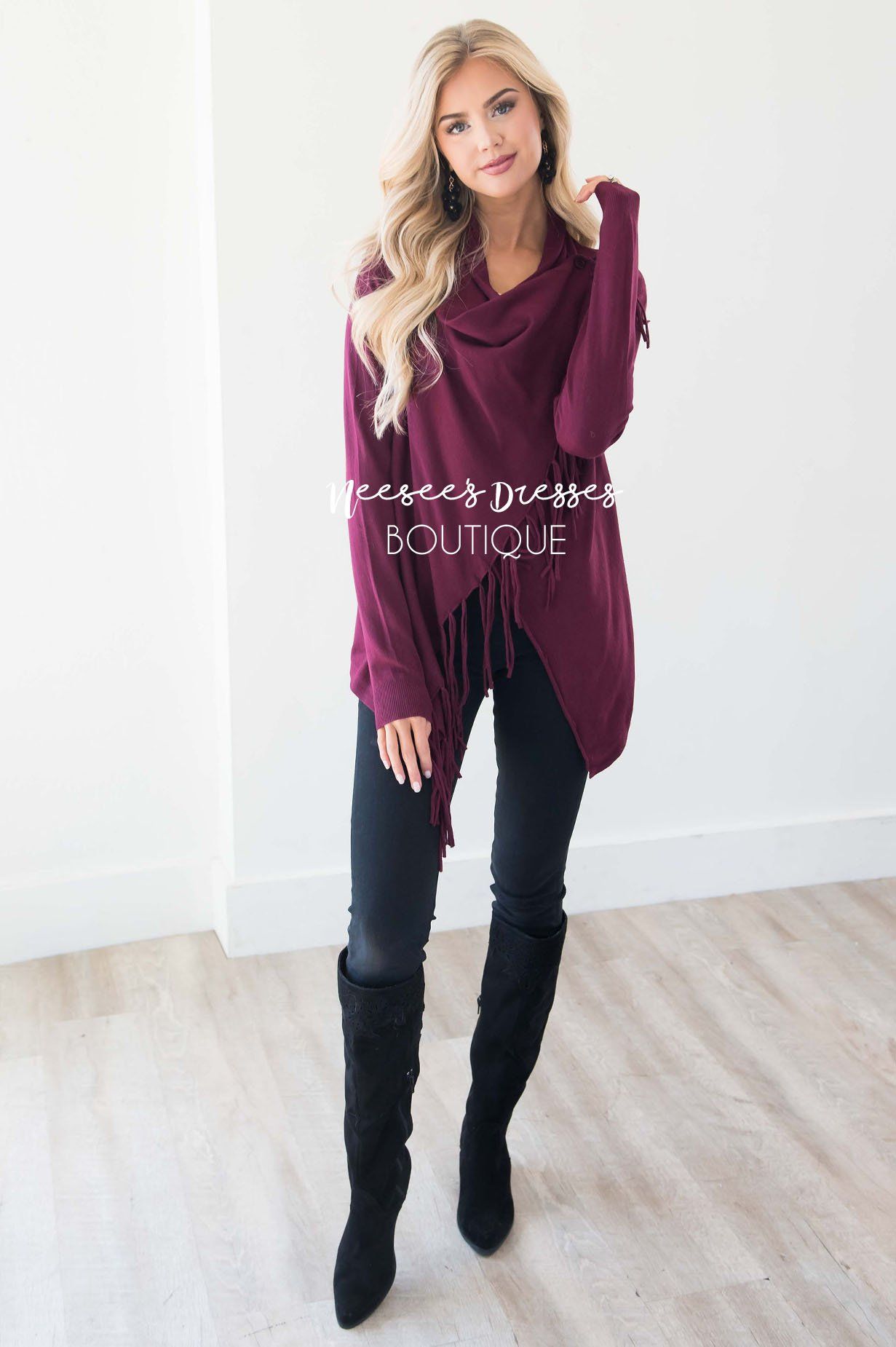 New Stories Fringe Wrap Sweater