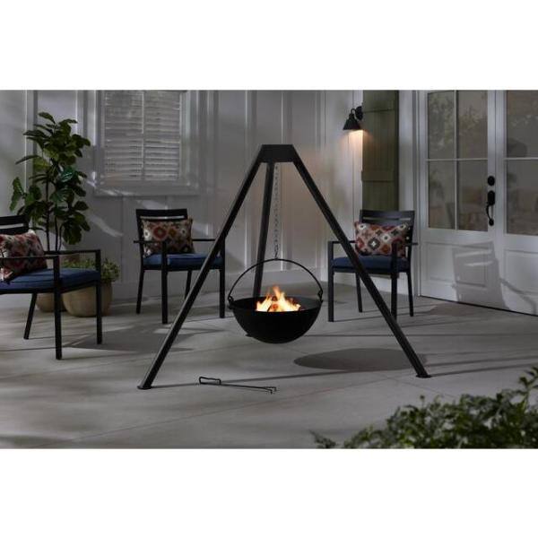 Hampton Bay Cowboy 22 in. Outdoor Cast Iron Wood Burning Black Fire Pit FT-96022