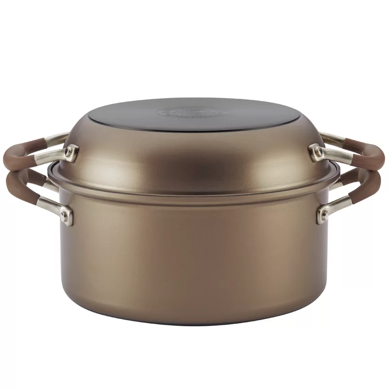 Anolon 83868 Advanced Hard Anodized Nonstick Stockpot / Dutch Oven with Frying / Skillet Pan - 5 Quart and 11 Inch， Bronze Brown