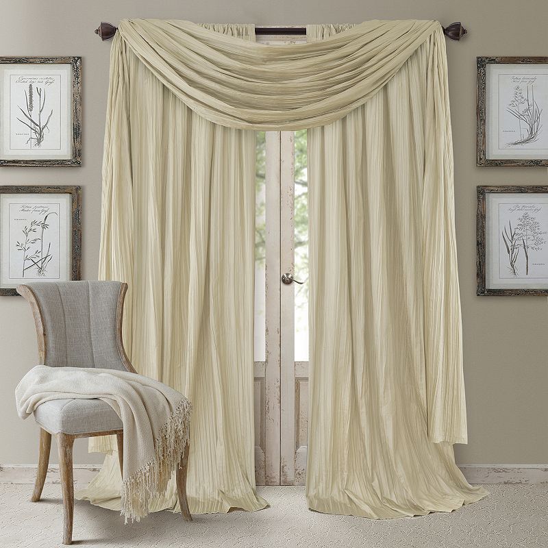 Elrene Home Fashions Athena Faux Silk Window Curtain and Scarf Set