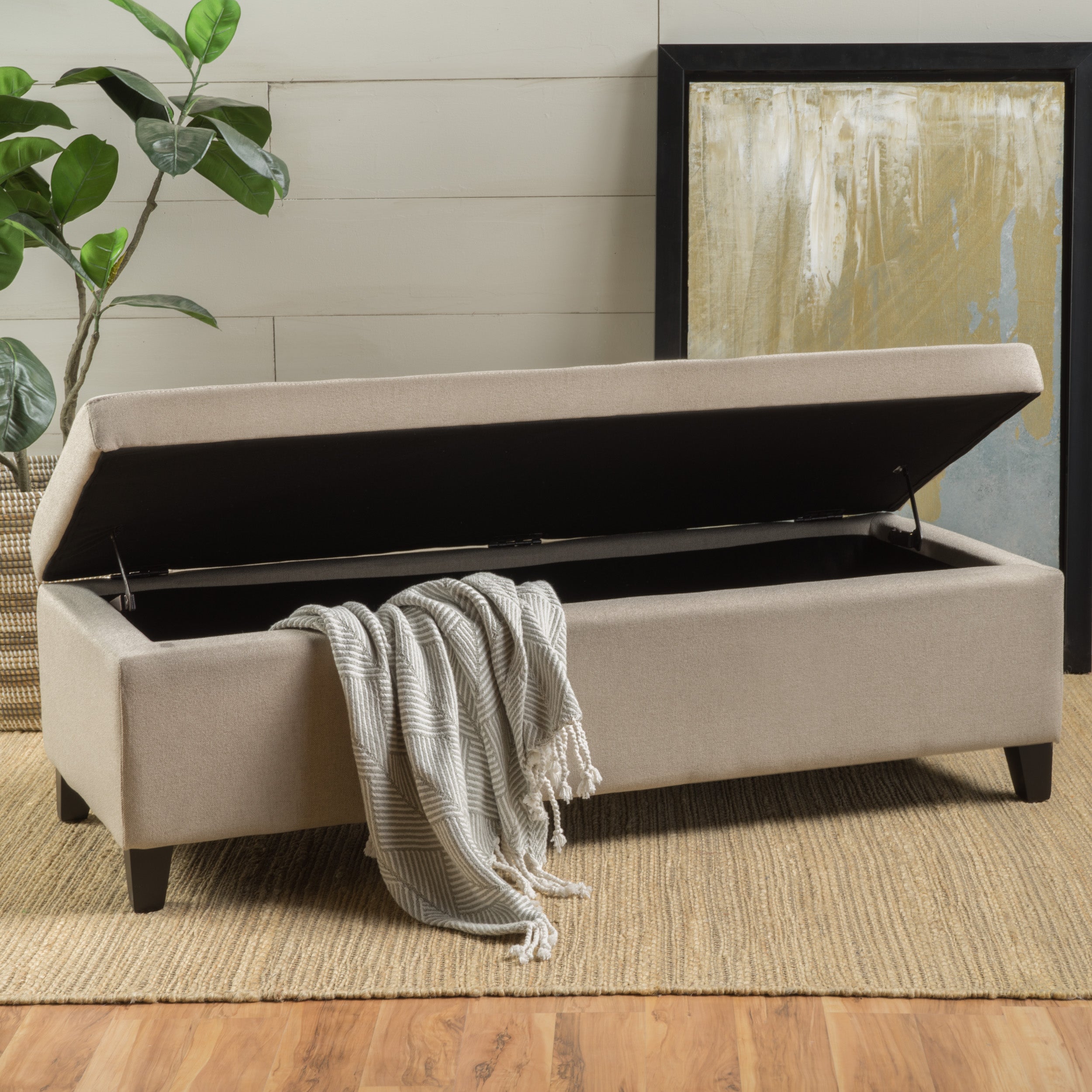 Annis Rectangle Fabric Storage Ottoman Bench