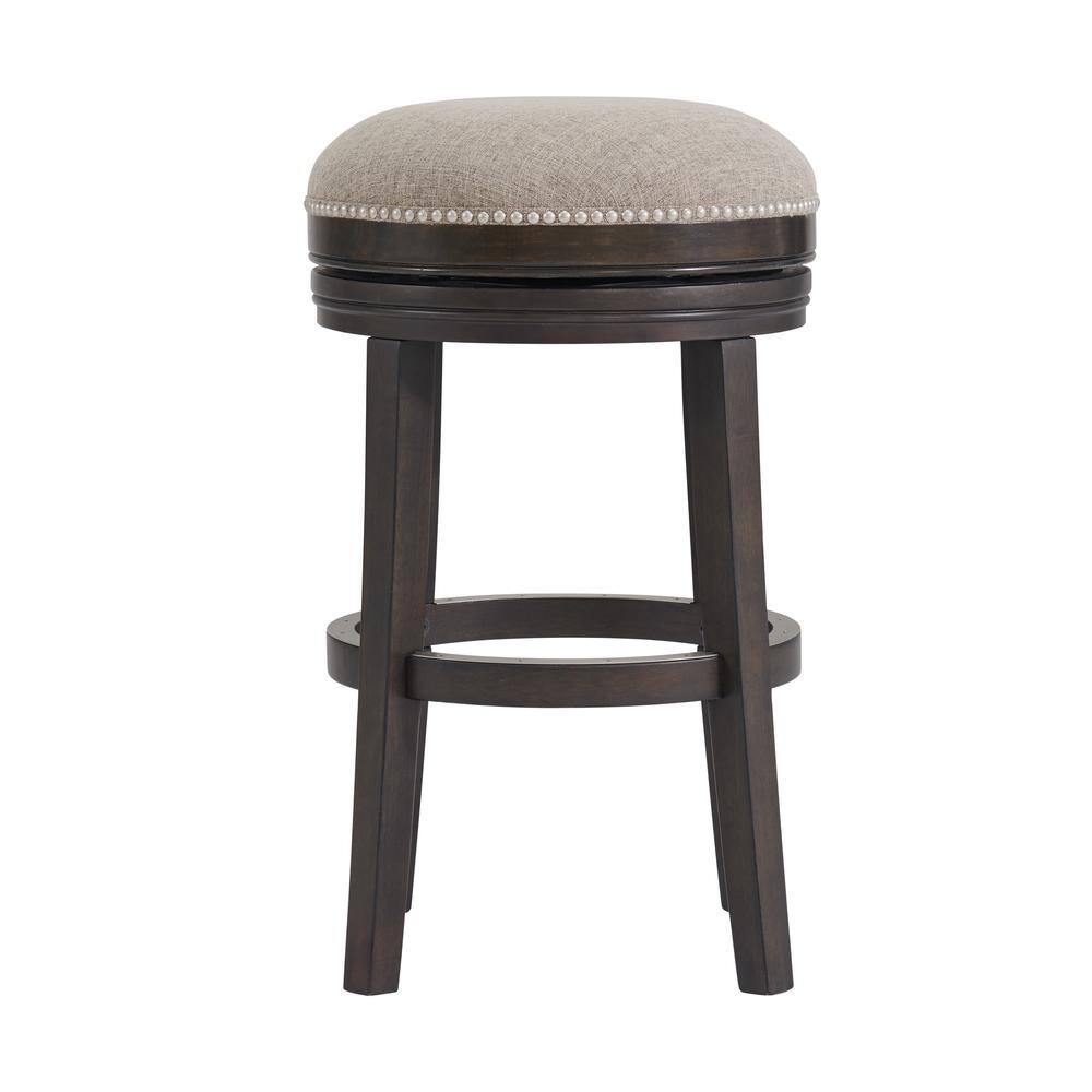 Alaterre Furniture Clara 29 in. Dark Brown Rubberwood Backless Swivel Bar Height Stool with Cushioned Seat ANCL02FDC