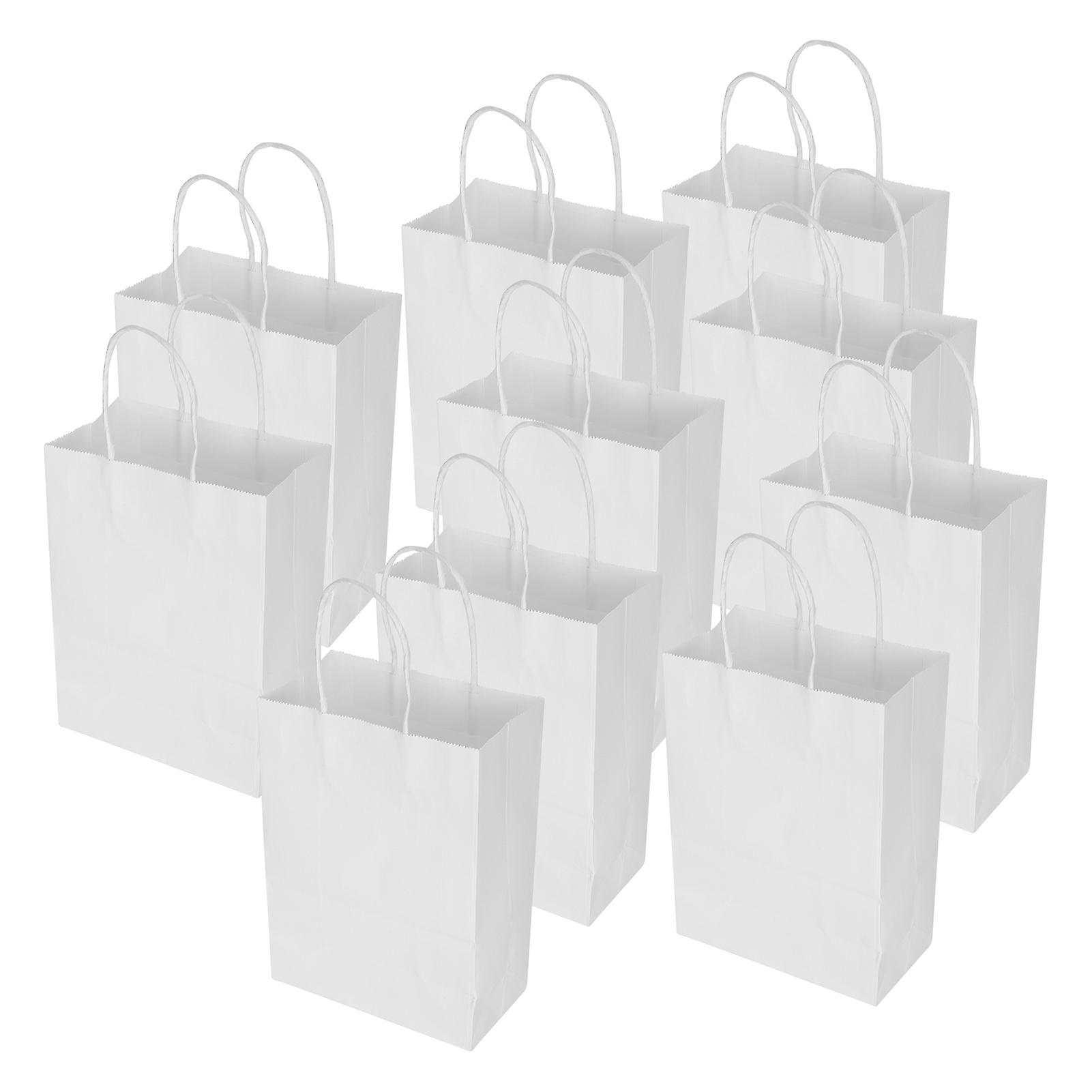 10pcs Portable Kraft Paper Bag Packaging Gift Bag Accessory For Shopping Birthday Parties15 X 8 X 21cm White