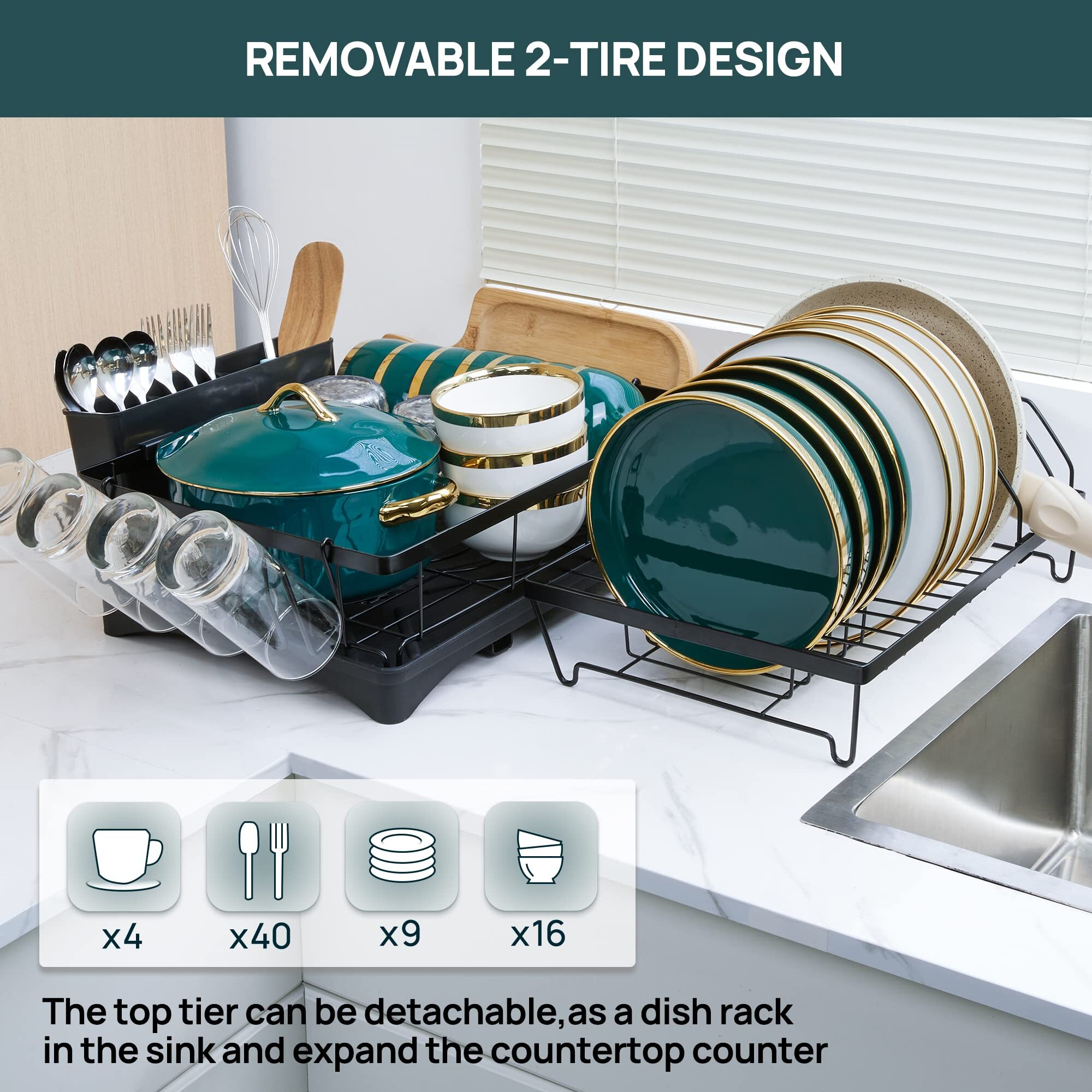 Dish Drying Rack with Drainer