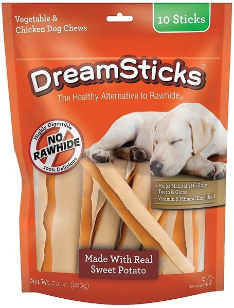 DreamBone DreamSticks Sweet Potato Chews Dog Treats， 10 count