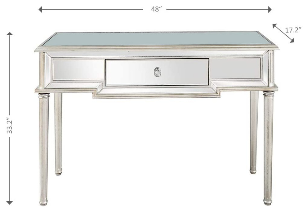 Elegant Console Table  Mirrored Design With Spindle Legs and Center Drawer   Industrial   Console Tables   by Decorn  Houzz