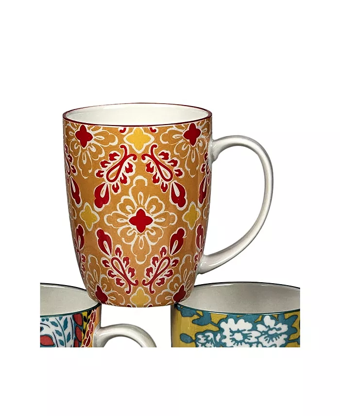 Certified International Damask Floral Set of 6 Mugs