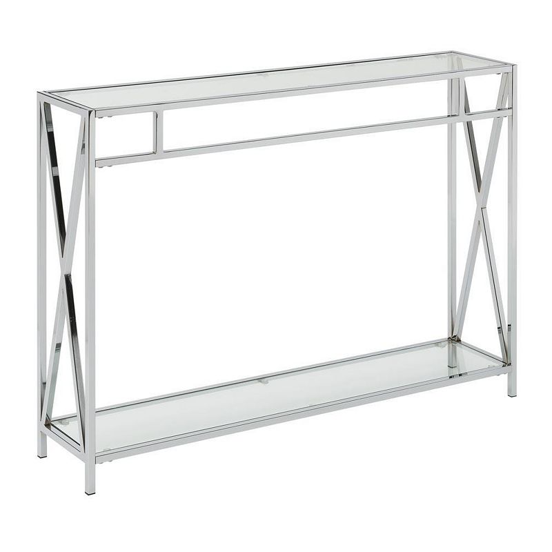 Convenience Concepts Oxford Chrome Console Table， Clear Glass Chrome