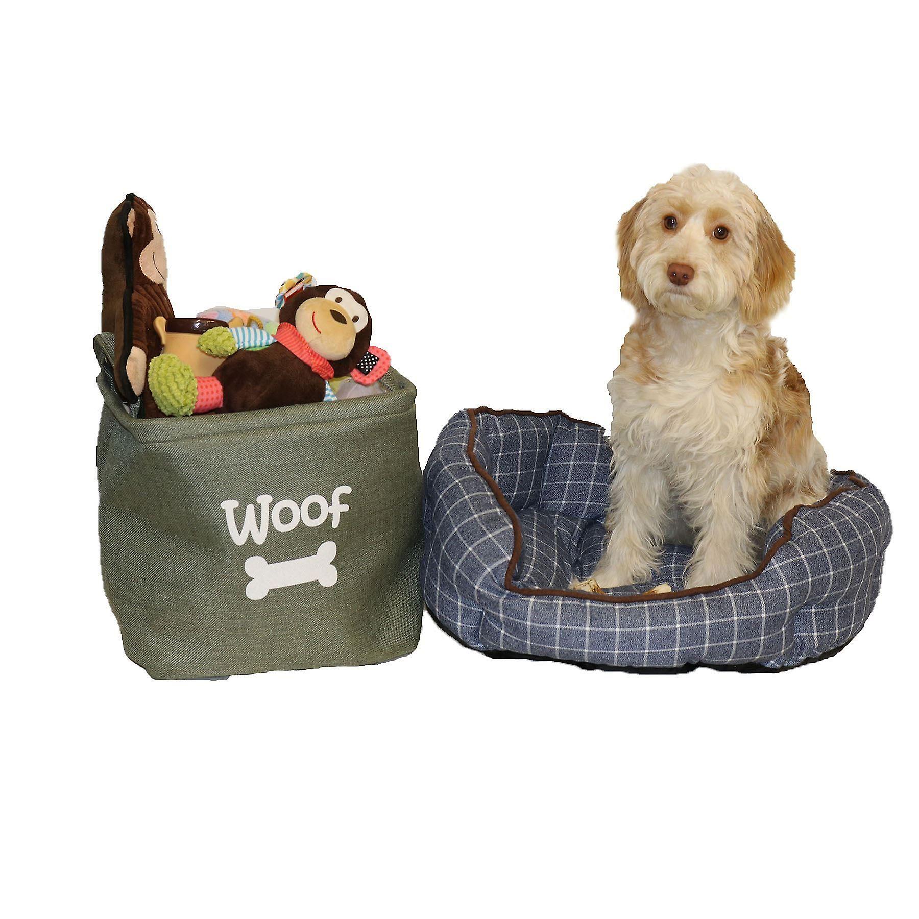 3 Forest Canvas Pet Dog Toy Storage Baskets 33x7cm