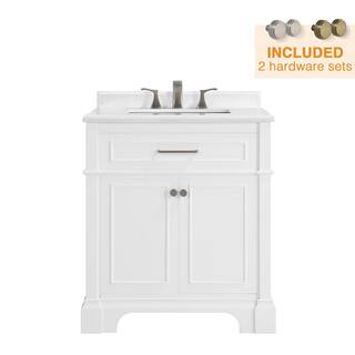 Home Decorators Collection Melpark 30 in. W x 22 in. D x 34.5 in. H Bath Vanity in White with White Cultured Marble Top Melpark 30W