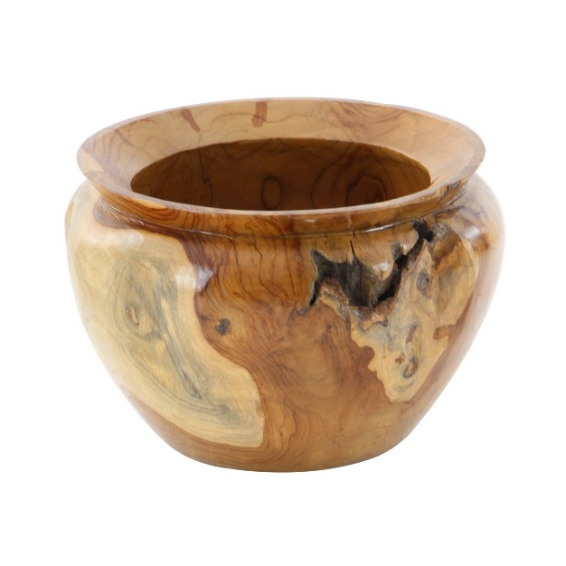 X 13 quot Round Teak Wood Bowl Natural Olivia amp May