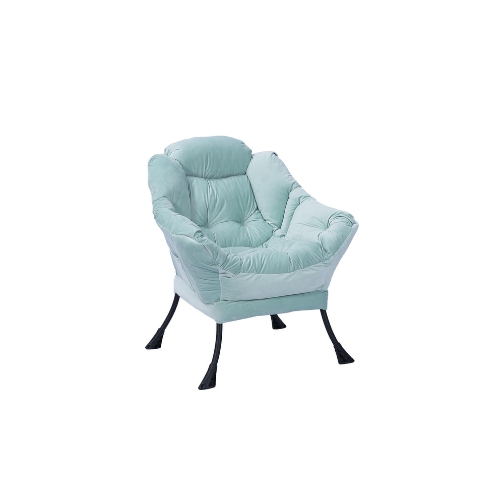 Living Room Chairs Modern Cotton Fabric Lazy Chair Single Steel Frame Leisure Sofa Chair with Armrests and A Side Pocket