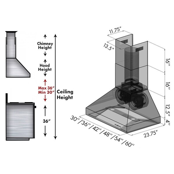 ZLINE Convertible Vent Wall Mount Range Hood in Stainless Steel (667)