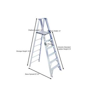 Werner 14 ft. Reach Aluminum Platform Step Ladder with 375 lb. Load Capacity Type IAA Duty Rating P408