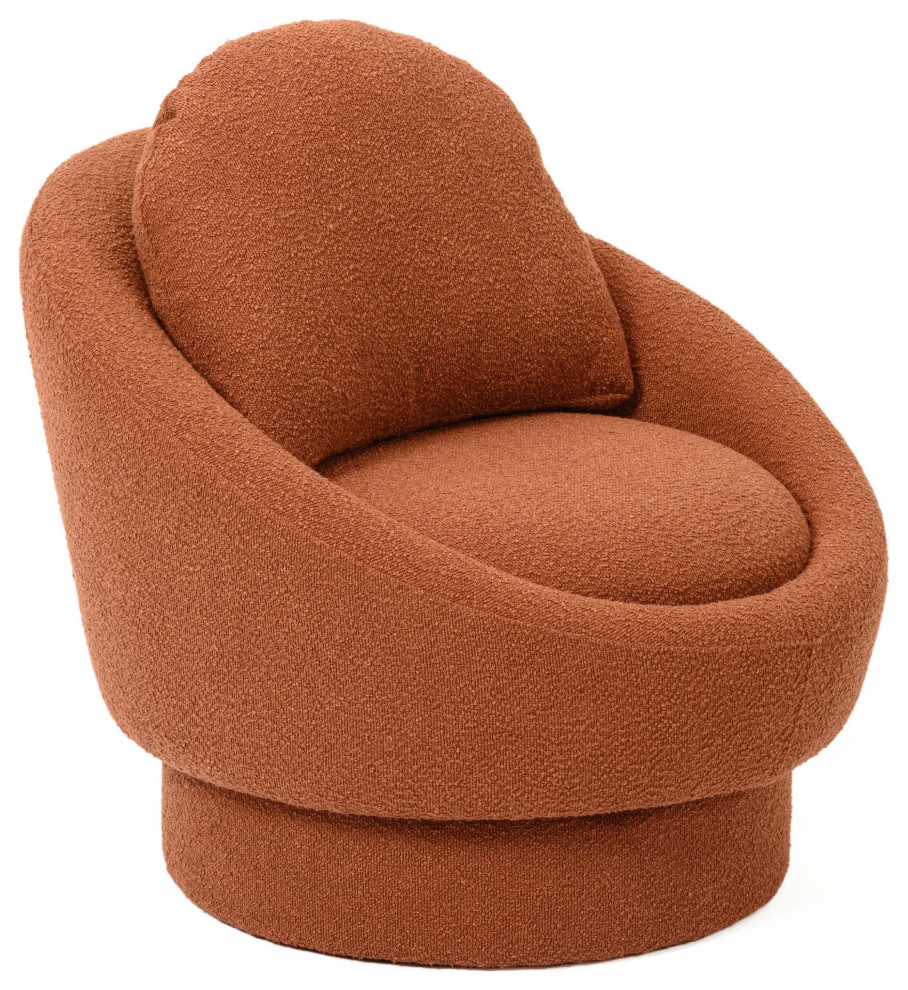 Sammy Saffron Red Boucle Swivel Lounge Chair   Red   Modern   Armchairs And Accent Chairs   by First of a Kind USA Inc  Houzz