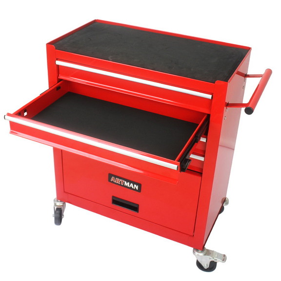 4 Drawers Multifunctional Red Tool Cart With Wheel...