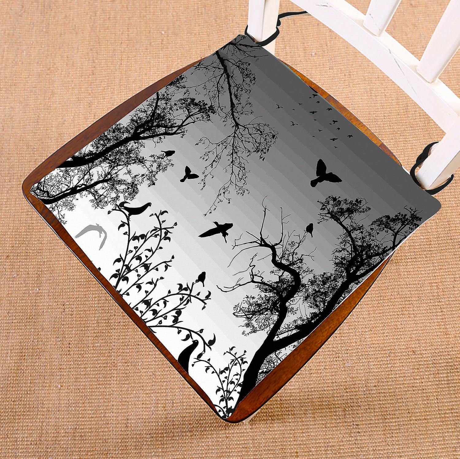 Tree Of Life Chair Pad， Abstract Nature Background With Birds And Trees Seat Cushion Chair Cushion Floor Cushion 45x45 Cm