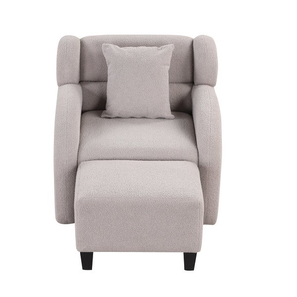 360 Degree Swivel Accent Chair and Ottoman Sets， Swivel Lounge Barrel Chair， Teddy Short Plush Particle Velvet Armchair， Gray