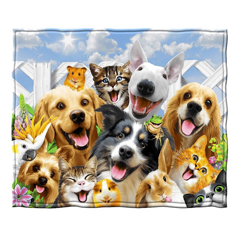 Puppies And Kittens Fleece Blanket For Bed 50 X 60 Cute Fleece Throw