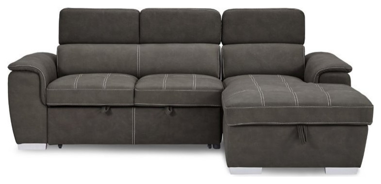 Elenor 2 Piece Set Sectional Sofa With Pull Out Bed And Storage   Contemporary   Sectional Sofas   by Homesquare  Houzz