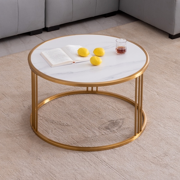 Golden stainless steel frame coffee table