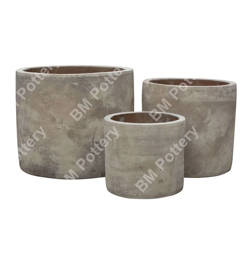 Top quality Set of 3 antique terracotta pots factory in Vietnam for garden decorative made by terracotta material