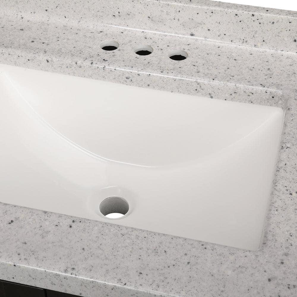 Glacier Bay Northwood 37 in W x 19 in D Bathroom Vanity in Dusk with Solid Surface Vanity Top in Silver Ash with White Sink