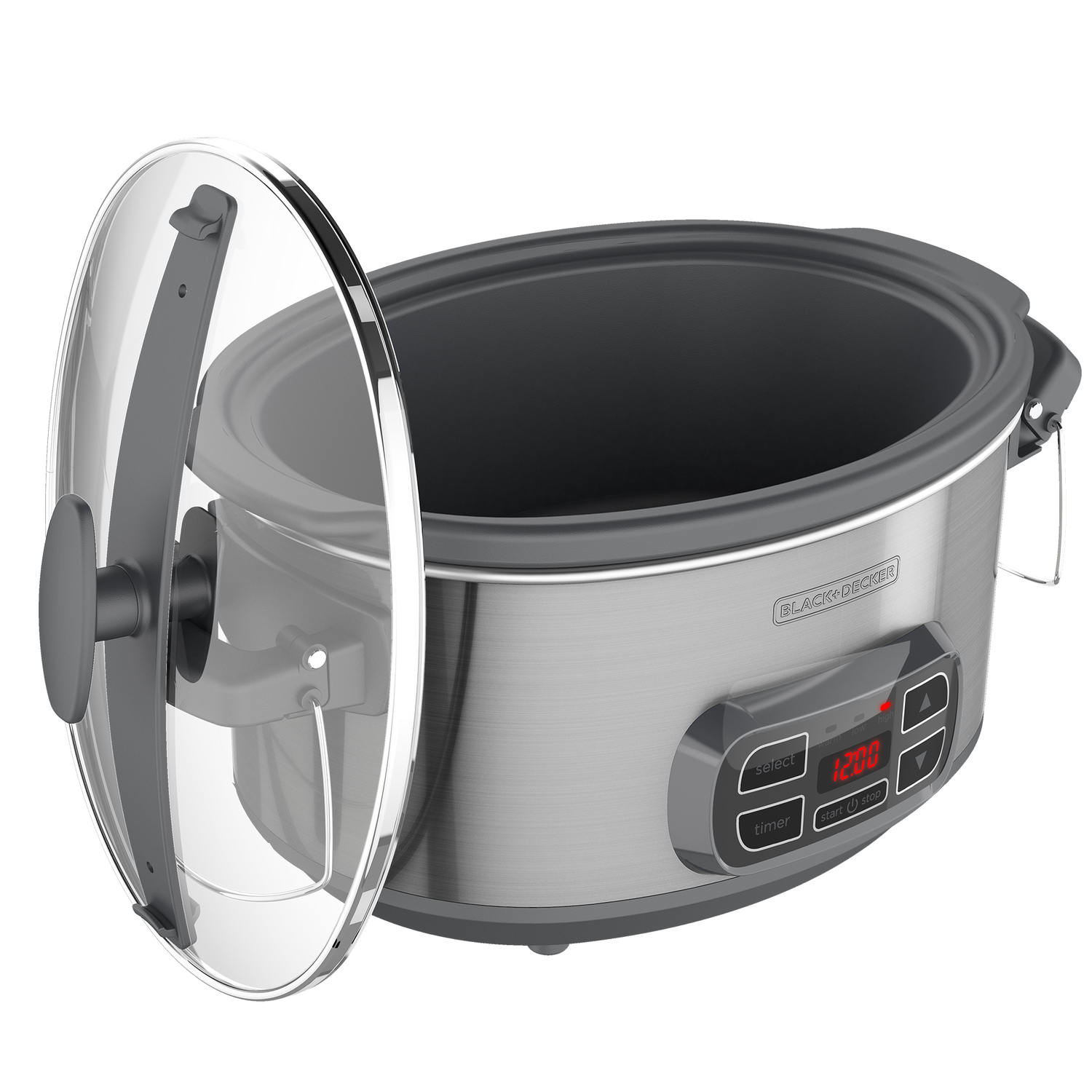 Black+Decker 7 qt Silver Stoneware Slow Cooker