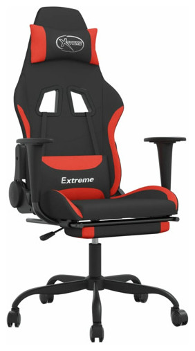 vidaXL Gaming Chair Computer Chair with Footrest Black and Light Gray Fabric   Massage Chairs   by vidaXL LLC  Houzz