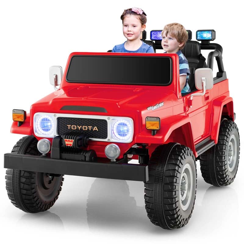 Licensed Toyota FJ40 2-Seater Kids Ride On Truck 12V Battery Powered Electric Riding Toy Car with Laser Lights