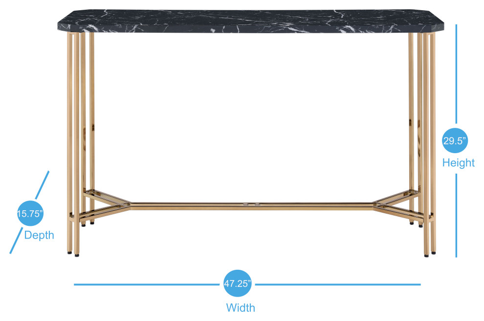 Steve Silver Daxton Black Faux Marble Sofa Table   Contemporary   Console Tables   by Steve Silver  Houzz