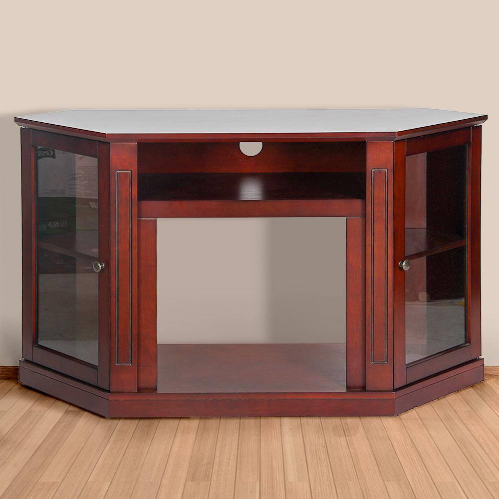 PHI VILLA 48 in. Hexagon Freestanding Electric Fireplace TV Stand in Walnut THD-IF-495-18