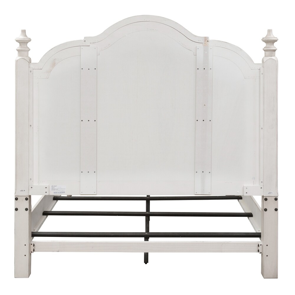 Farmhouse Reimagined Antique White with Chestnut Queen Poster Bed