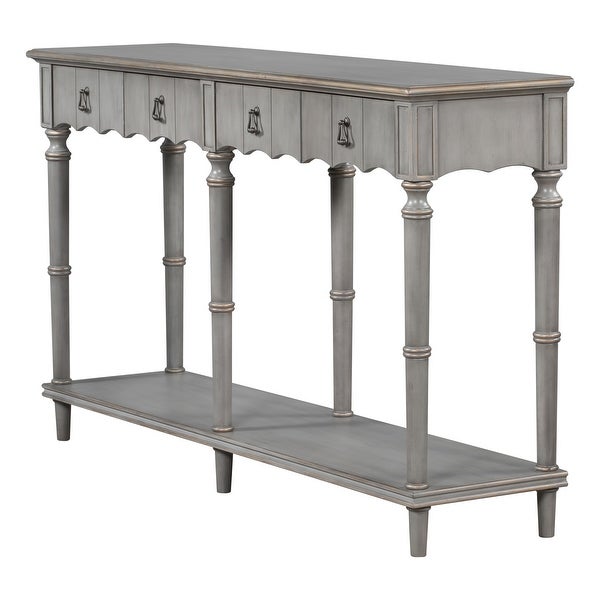 Simple Exquisite Country Console Table for Hallway Living Room Bedroom with 4 Front Facing Storage Drawers and 1 Open Shelf