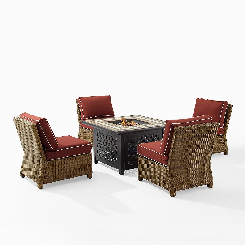 Crosley Bradenton Outdoor Conversation Fire Pit and Patio Chair 5-piece Set