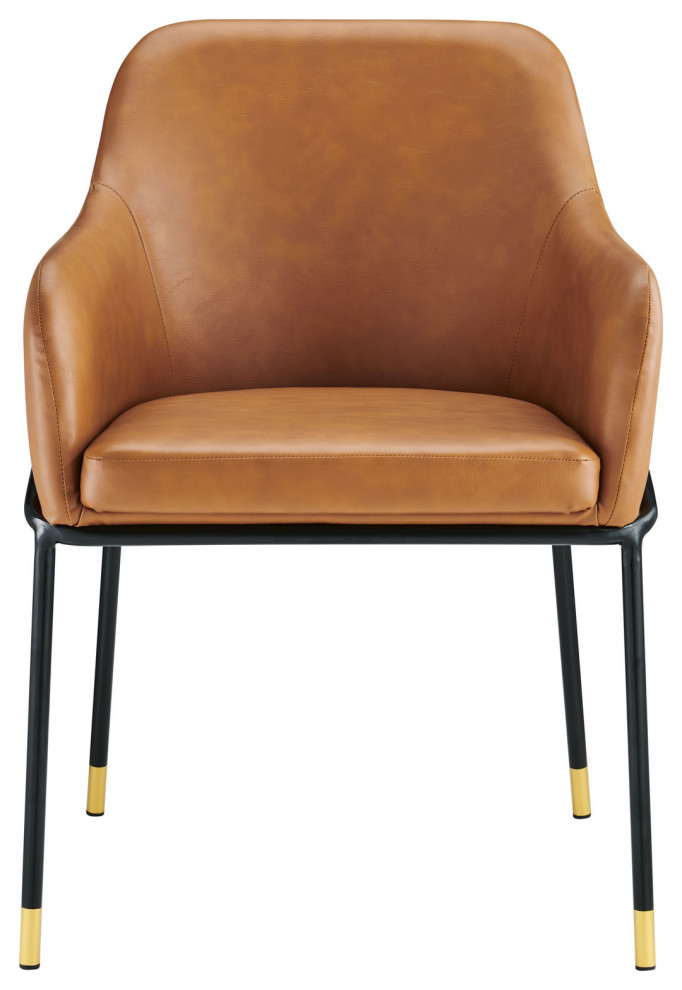 Jovi Vegan Leather Dining Chair Black Tan   Midcentury   Dining Chairs   by Homesquare  Houzz