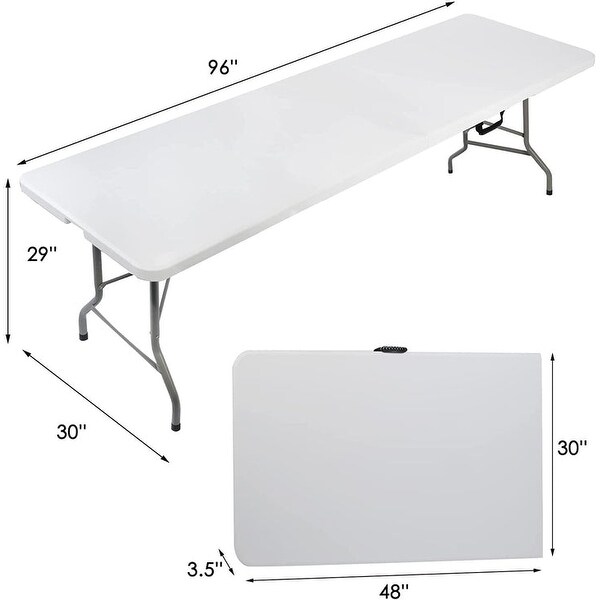 8FT Long Folding Party Table，Portable w/Handle Outdoor