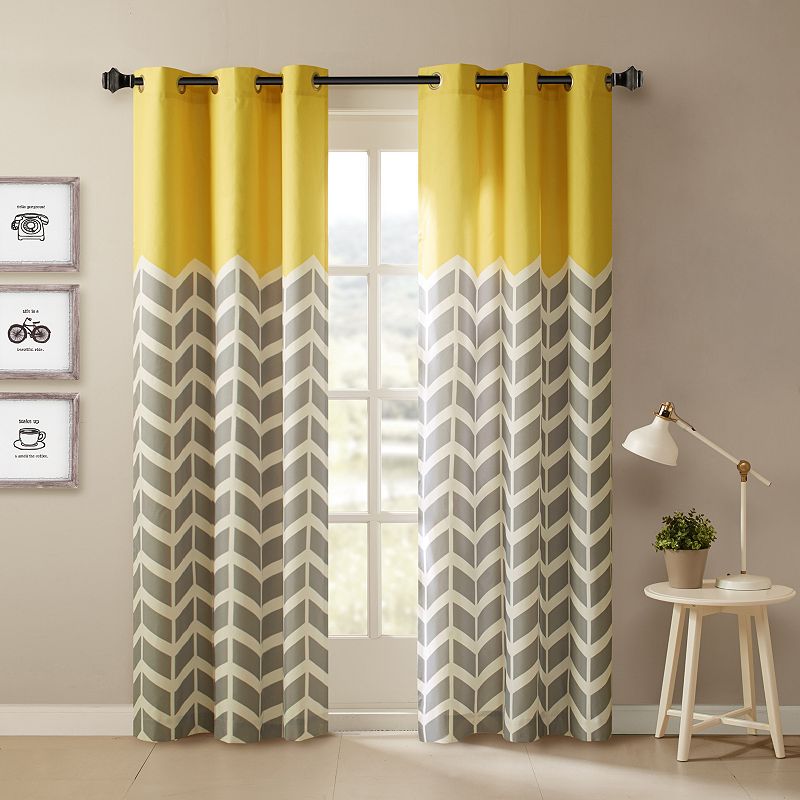 Intelligent Design 2-pack Elle Chevron Room Darkening Window Curtains