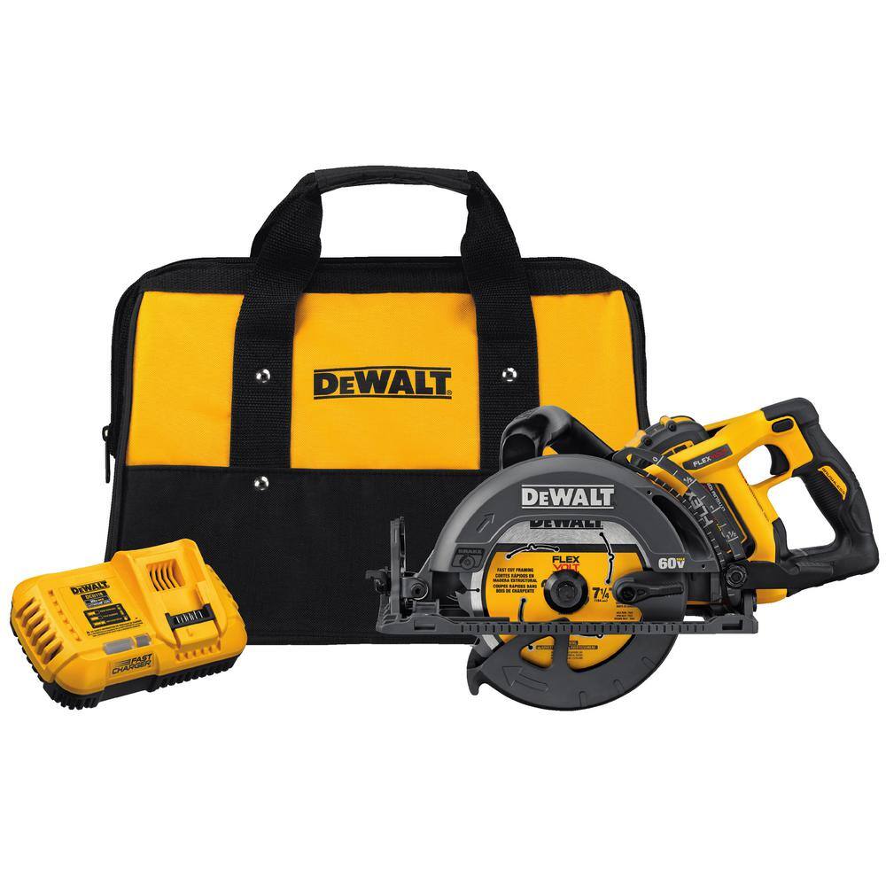 DW FLEXVOLT 60V MAX 7-14 in. Cordless Worm Drive Style Saw with 9.0Ah Battery Kit DCS577X1