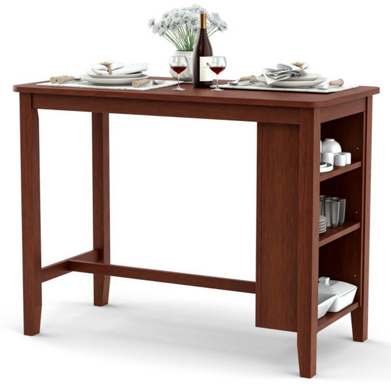 Hivago Counter Height Bar Table with 3-Tier Storage Shelves for Home Restaurant