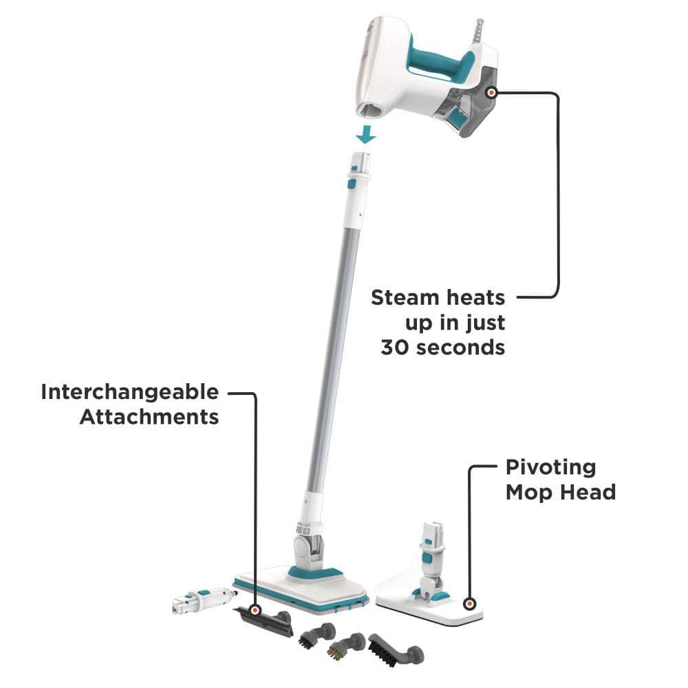 BLACK+DECKER Steam Mop Cleaning System with 6-Attachments BHSM15FX08