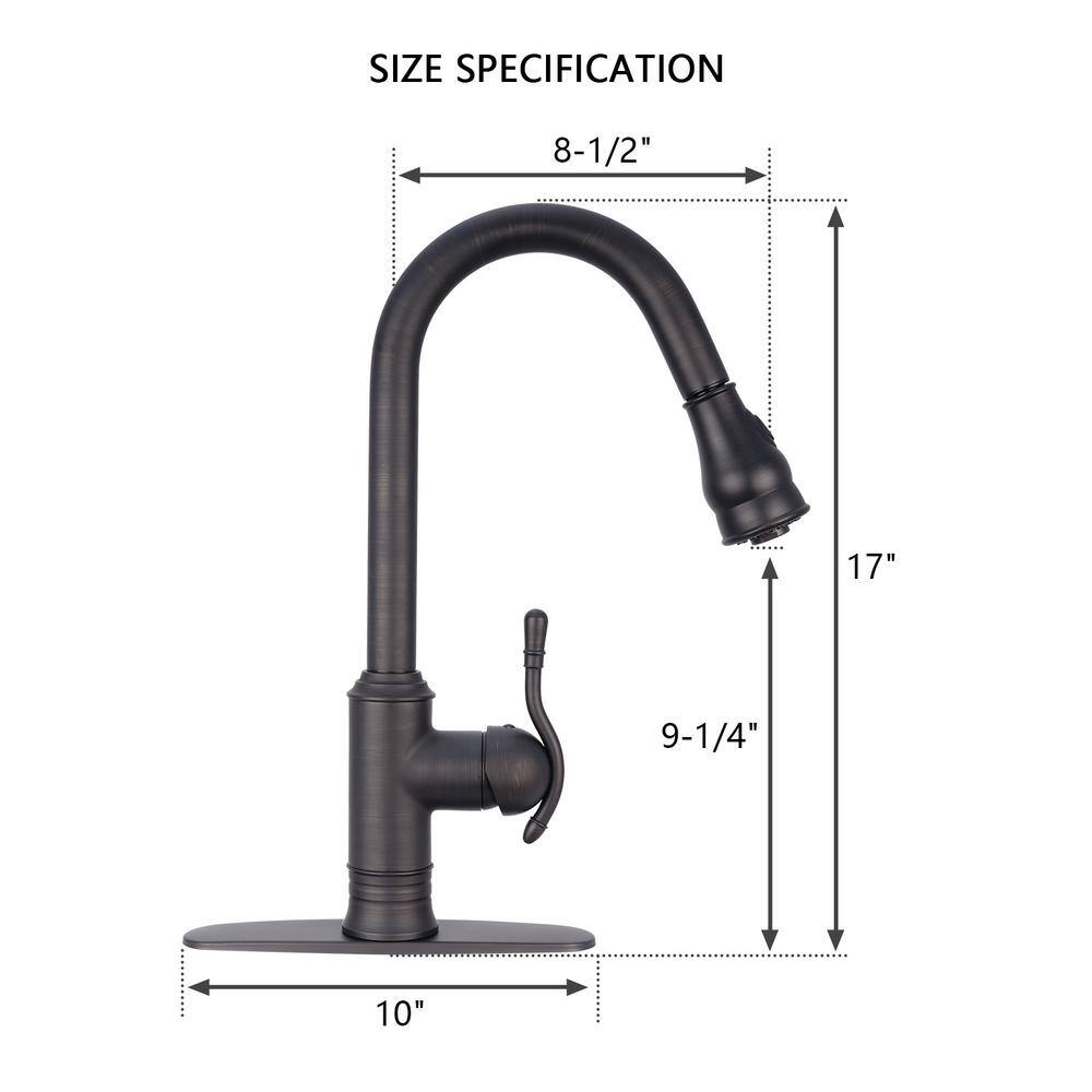 Akicon Single Handle Pull-Down Sprayer Kitchen Faucet in Oil Rubbed Bronze AK415-ORB