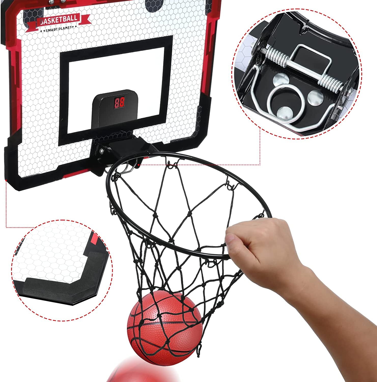 Beefunni Basketball Hoop for Kids， Outdoor Basketball Toys with Scoreboard， Portable Indoor Play Backyard Games for Boys Girls Age 3-8 Gifts