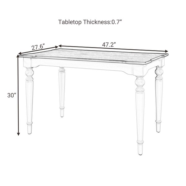 Wood Retro Classical Dining Table， Cherry Top+White Legs