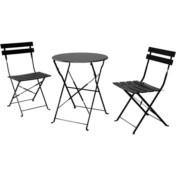 3Piece Bistro Set Folding Outdoor Furniture Sets with Premium Steel Frame Portable Design for Bistro and Balcony