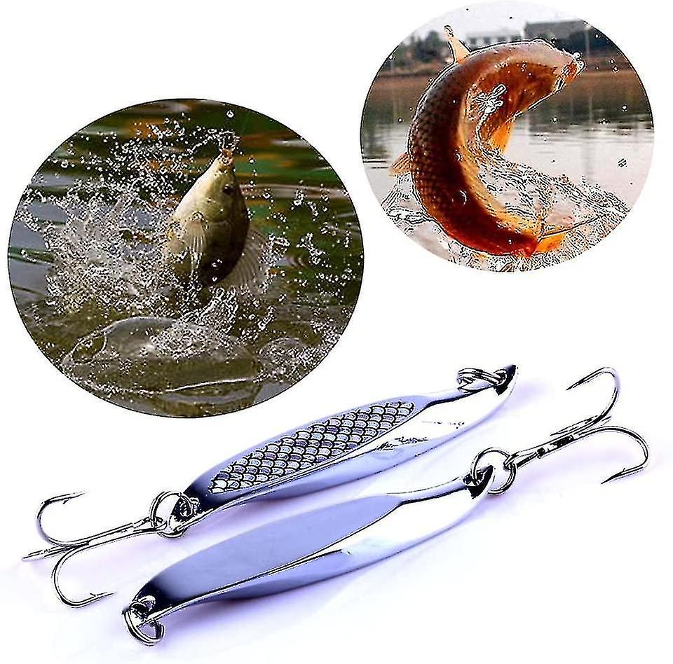 Mackerel Sequins Spinner Hard Baits，wedge Fishing Metal Slice Spoon Treble Hooks5pcs)