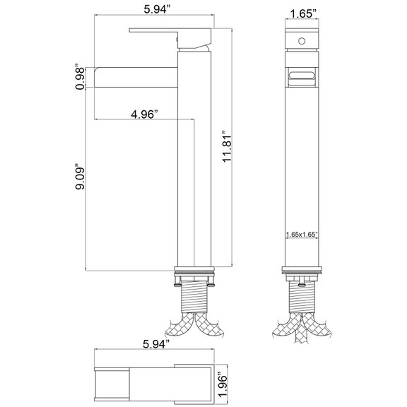 Square raised single hole single handle Waterfall ...