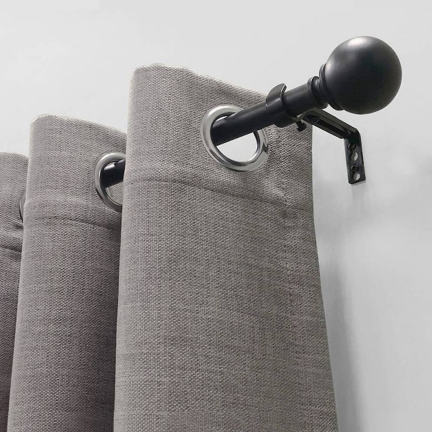 Decorative Drapery Curtain Rod With Sphere Finials Matte Black Lumi Home Furnishings