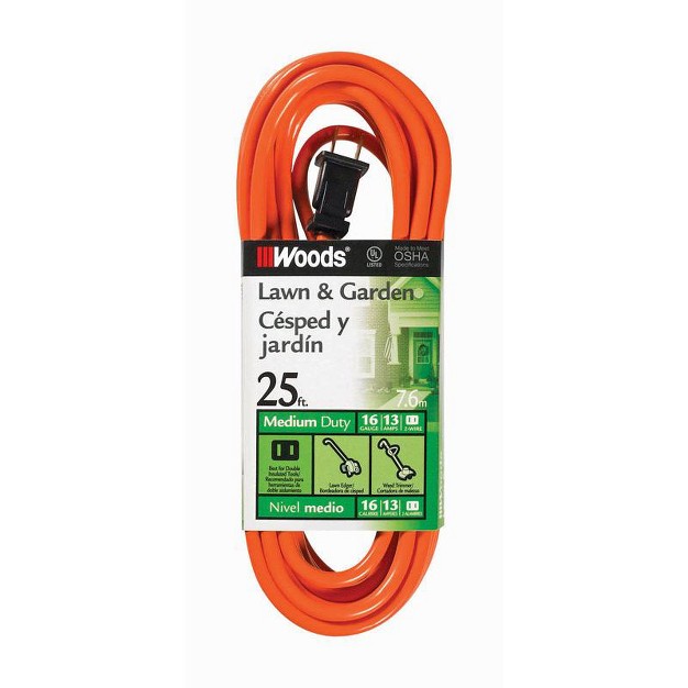 Woods Outdoor 25 Ft L Orange Extension Cord 16 2